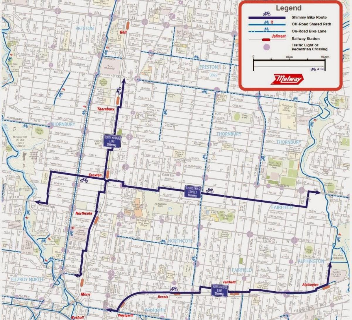 kaart Melbourne bike jagada