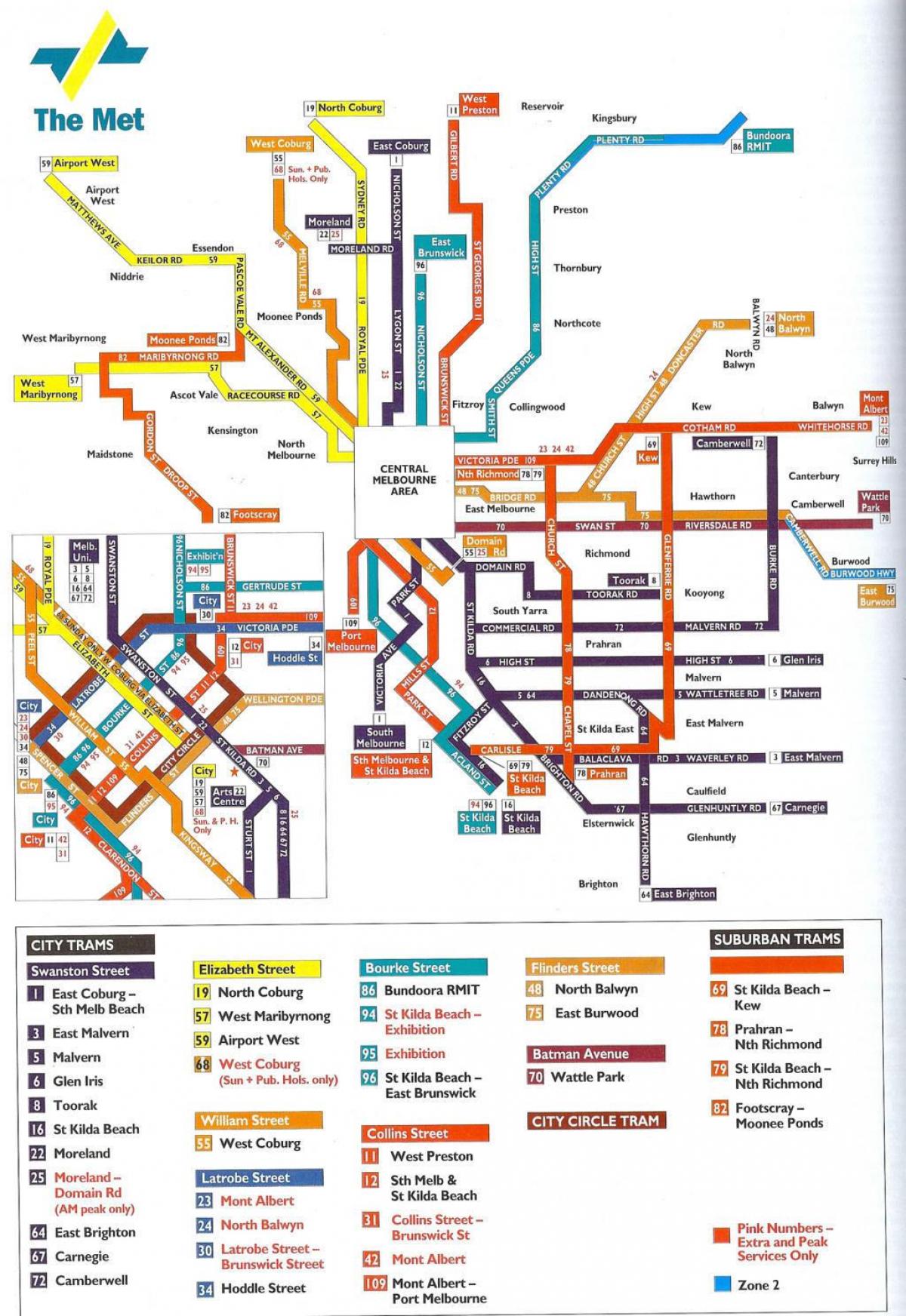 Melbourne ühistranspordi kaart