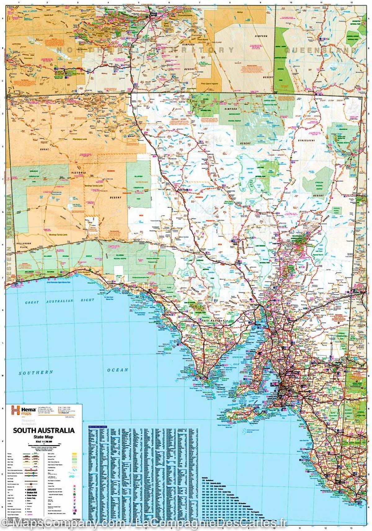 kaart lõuna-Austraalia