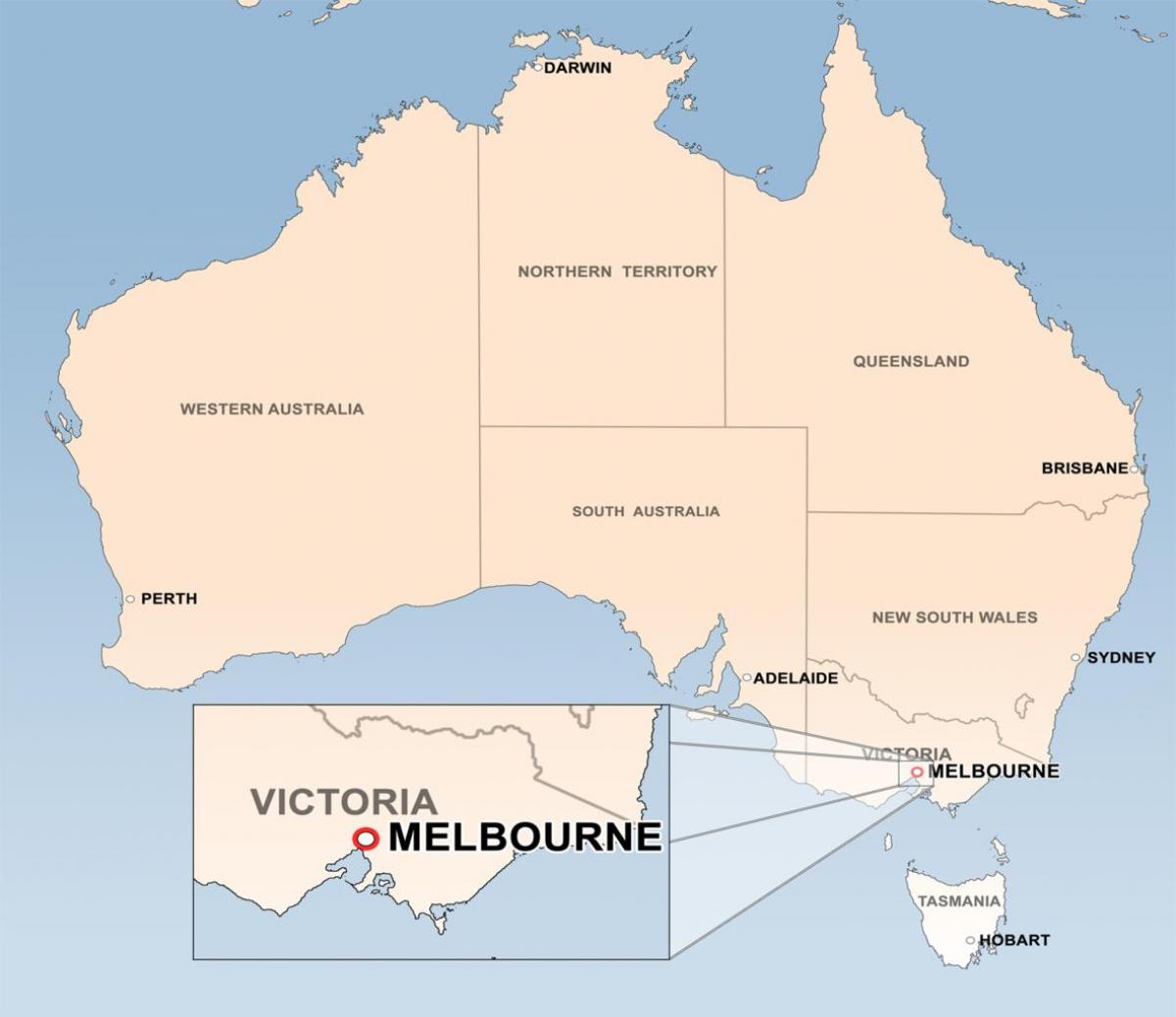 kaart Melbourne, Austraalia