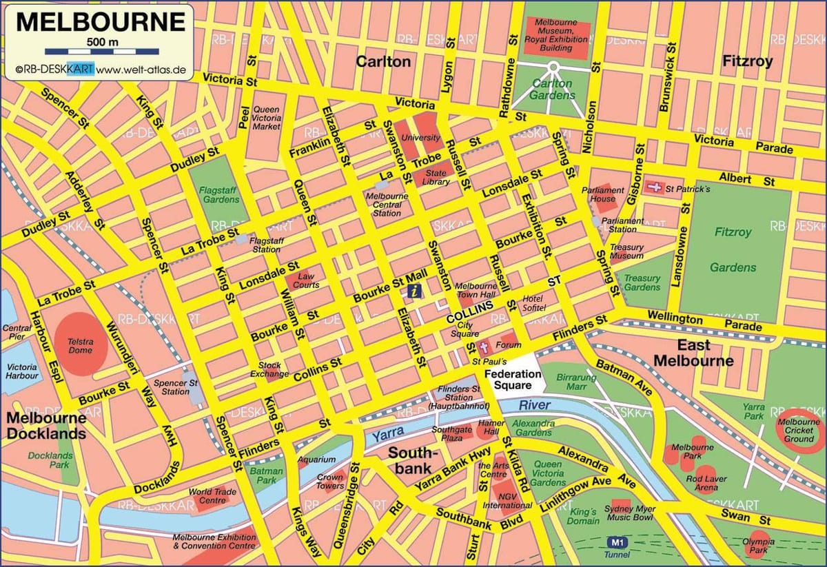 kaart Melbourne cbd
