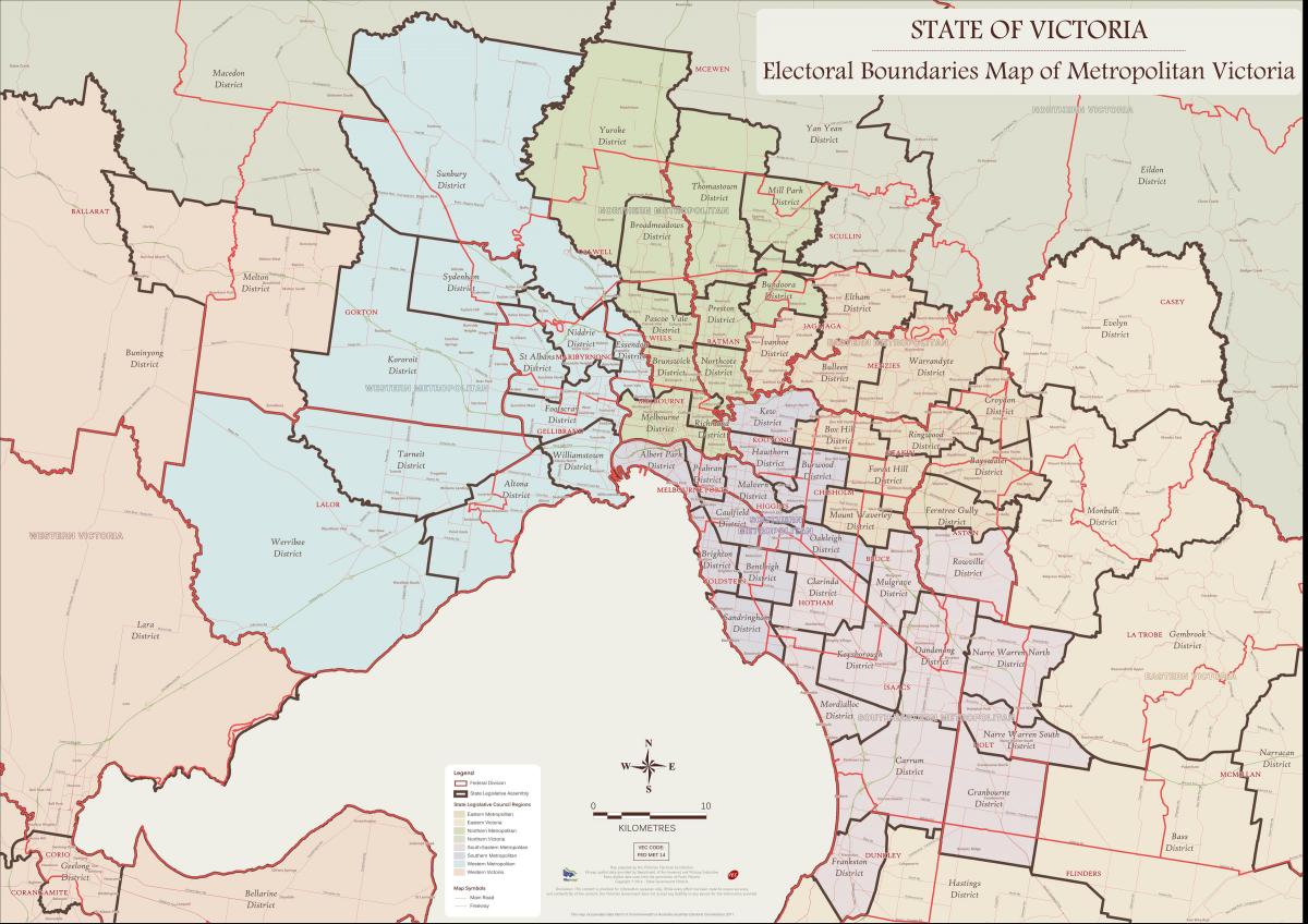 kaart Melbourne ida-äärelinn