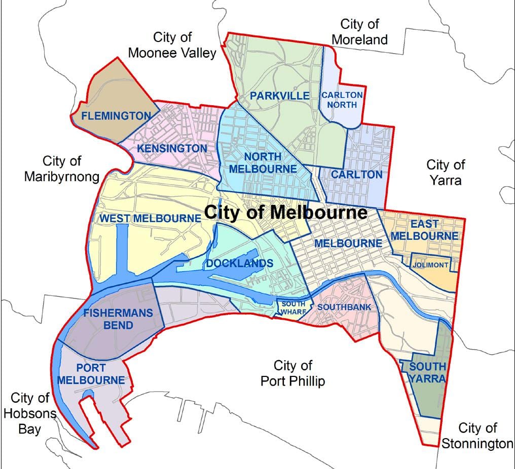 kaart Melbourne äärelinnas