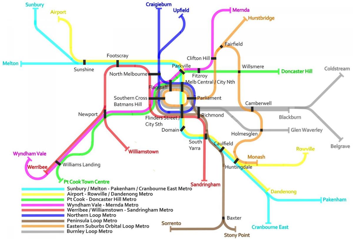 metroo rongi kaart Melbourne
