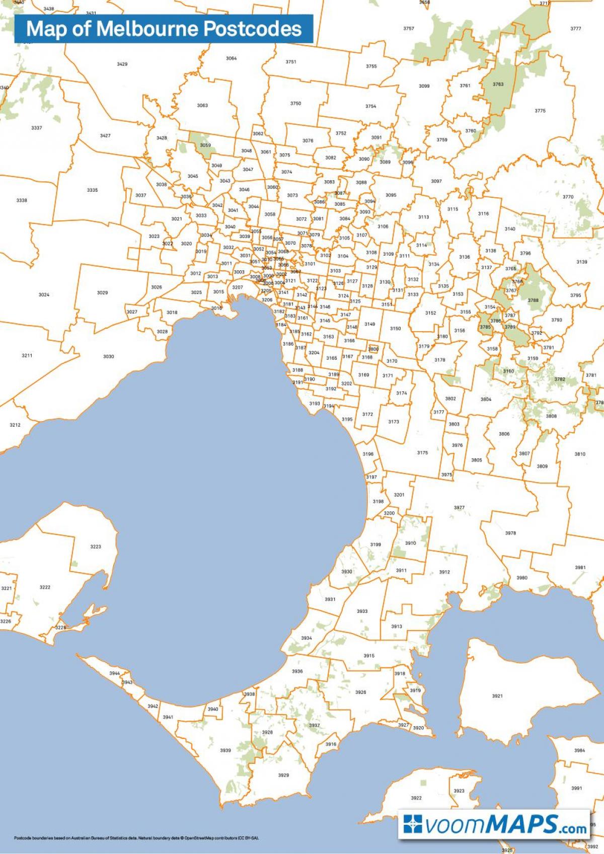 kaart Melbourne postcodes