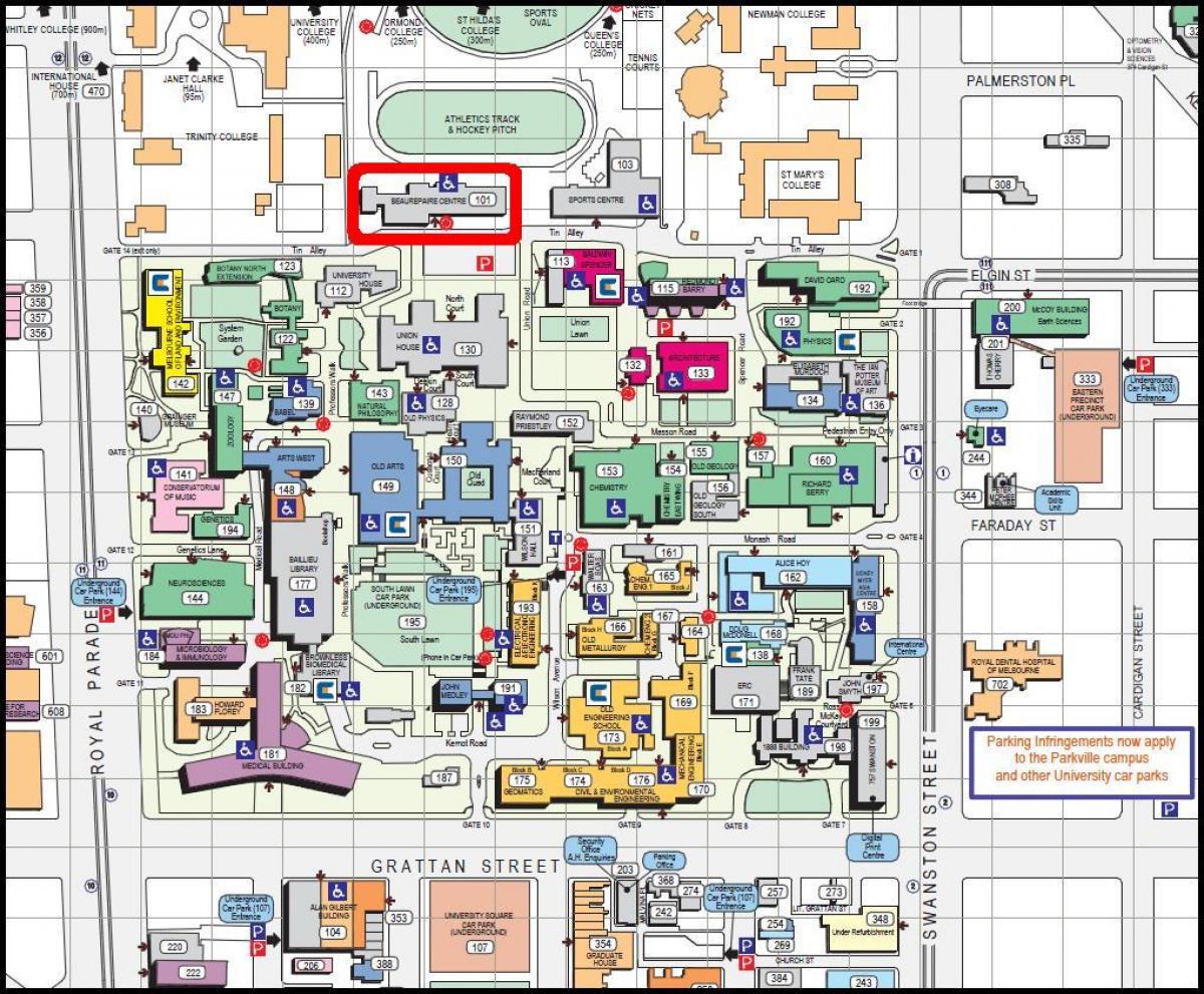kaart Melbourne ülikool