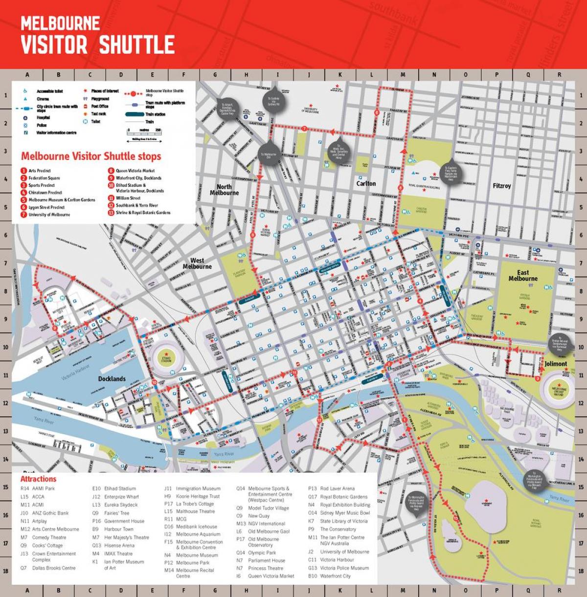 Melbourne city vaatamisväärsused kaart