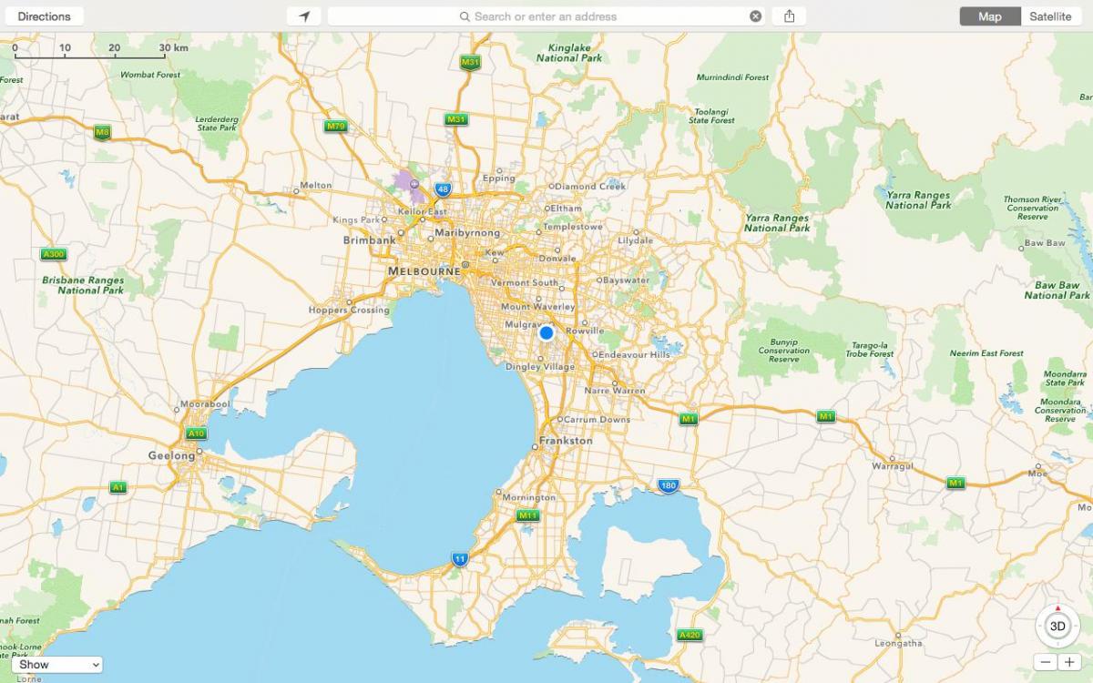 kaart Melbourne ja äärelinnade