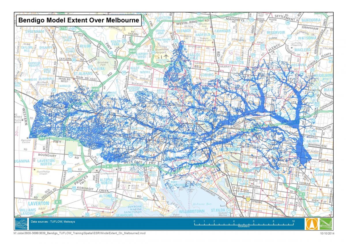 kaart Melbourne üleujutuste