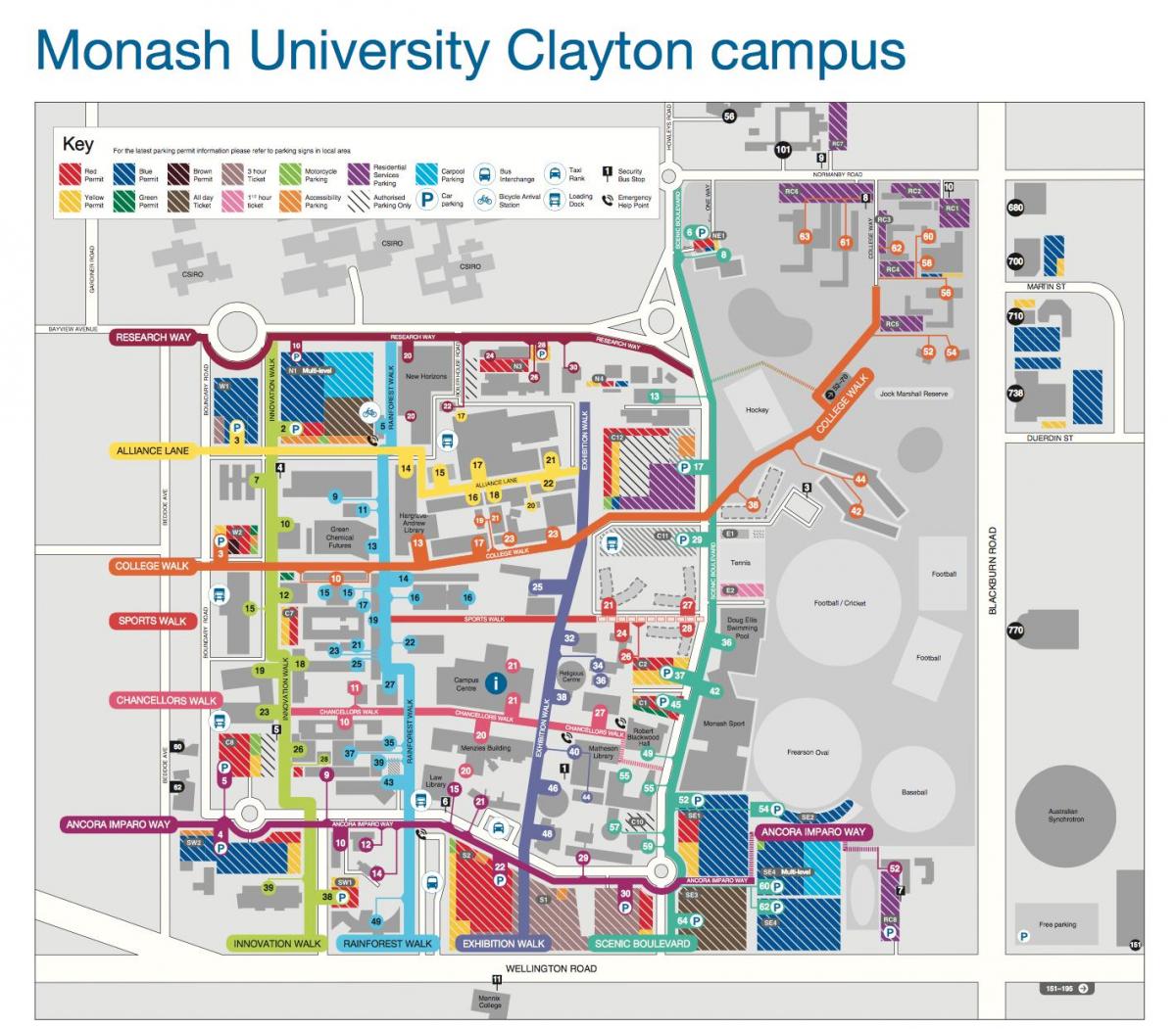 Monash university Clayton kaart
