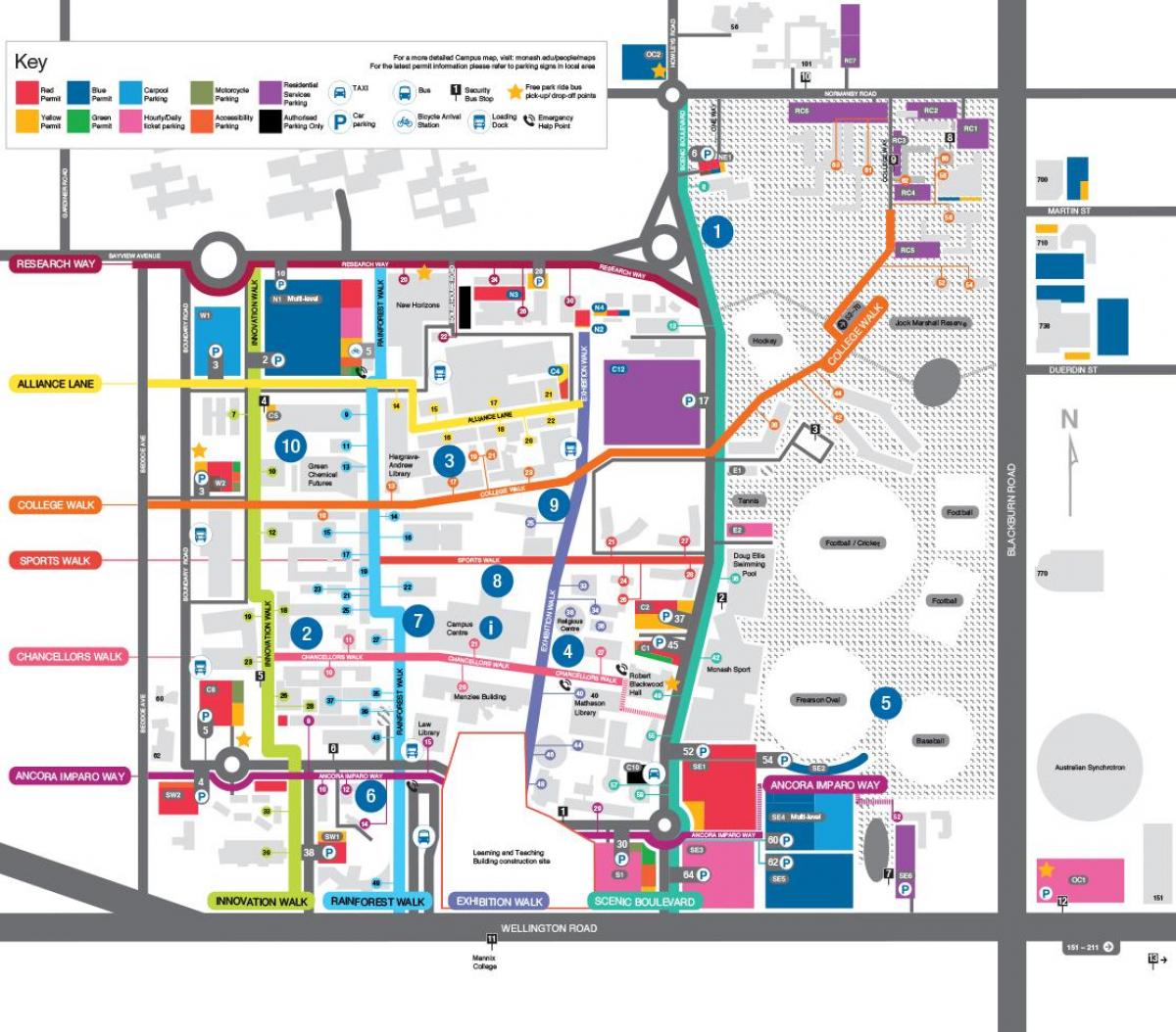 kaart Monash university