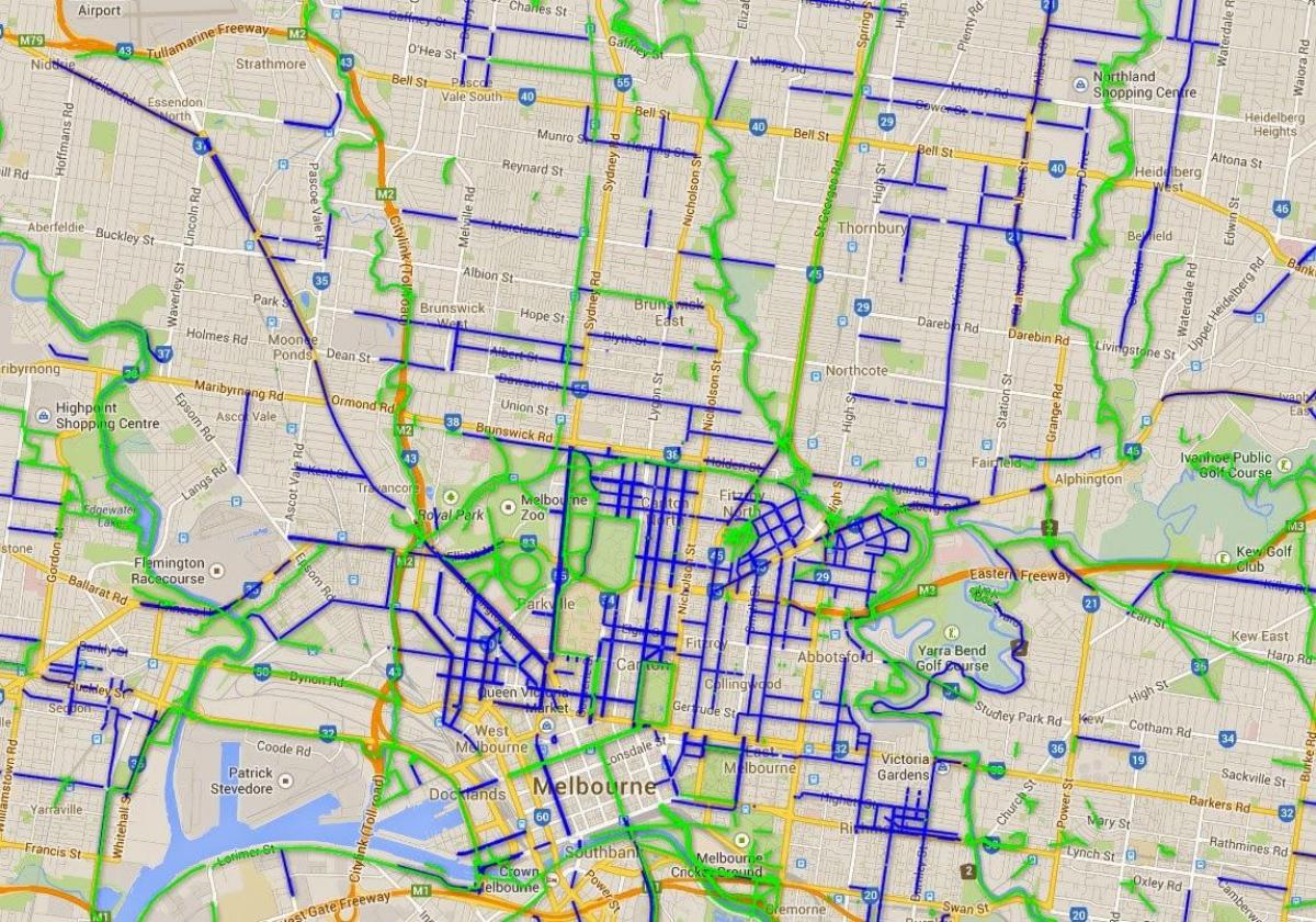 jalgratta teed Melbourne kaart