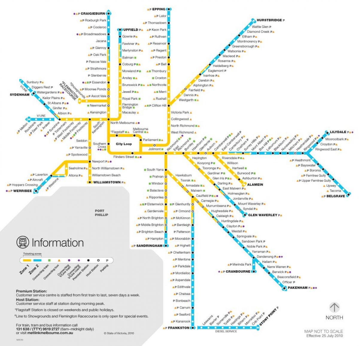 Melbourne rongi võrgu kaart