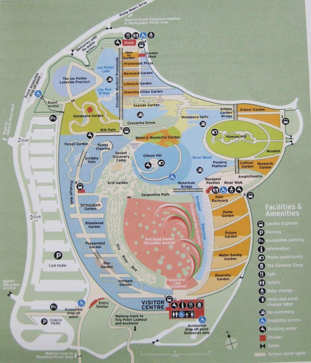 Royal botanic gardens kaart