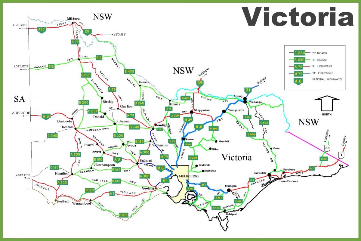 kaart, Victoria, Austraalia