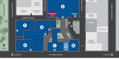 St Vincent ' s haigla Melbourne kaart