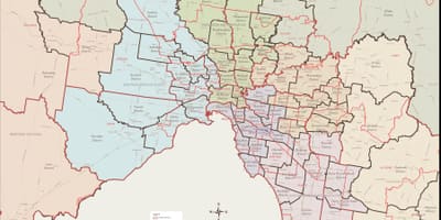 Kaart Melbourne ida-äärelinn